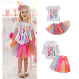 Girls Clothing Sets New Summer Fashion Cartoon T-Shirts Children's dress girl's cake dress birthday cotton girl clothing suits