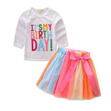 Girls Clothing Sets New Summer Fashion Cartoon T-Shirts Children's dress girl's cake dress birthday cotton girl clothing suits