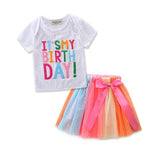 Girls Clothing Sets New Summer Fashion Cartoon T-Shirts Children's dress girl's cake dress birthday cotton girl clothing suits
