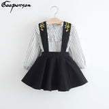 Children Clothes Set Long Sleeve Straped Blouse Shirt with Overall Skirt Babyb Girl's Clothing Suit for Kids Outfits Wholesale