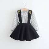 Children Clothes Set Long Sleeve Straped Blouse Shirt with Overall Skirt Babyb Girl's Clothing Suit for Kids Outfits Wholesale