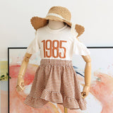 Keelorn Girls Clothing Sets 2019 Girl's Sets Cute Big Letter T-shirt +  Irregular Elegant Dress 2pcs Kids Summer girls clothes