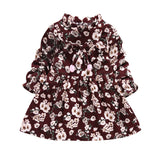 Floral Bow Children Clothing Toddler Baby Girls Dress Long Sleeve Princess Party Pageant Dresses Kids Clothes Girls Autumn Dress