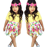 Girl's clothing set for summer Flower Baby Sets100%cotton girl set Kids clothing girl summer t shirts+flower skirt