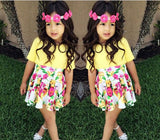 Girl's clothing set for summer Flower Baby Sets100%cotton girl set Kids clothing girl summer t shirts+flower skirt
