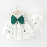 2019 Summer New Children's Clothing Baby Girl's Dresses Big Bow Dot Mini Bebe Sleeveless Dress Kids Dresses For Girls +Straw Hat