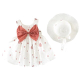 2019 Summer New Children's Clothing Baby Girl's Dresses Big Bow Dot Mini Bebe Sleeveless Dress Kids Dresses For Girls +Straw Hat
