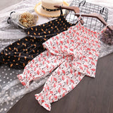 Girls Clothes Set Flamingo Printed Fashion Baby Girl's Sunmmer Outfits Chiffon Crop Tops and Trousers Sets Children Clothing