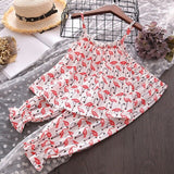 Girls Clothes Set Flamingo Printed Fashion Baby Girl's Sunmmer Outfits Chiffon Crop Tops and Trousers Sets Children Clothing