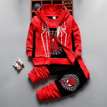 Spider brand cartoon kids boutique clothing suit boy sportswear high quality baby girl's clothes (vest + T-shirt + pants) 3 pcs