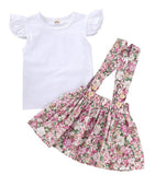 2019 New Kids Baby Girl Solid T-Shirt + Suspender Skirt Dress Outfit Clothes Set Printing Lotus-leaf Girl's Clothing Baby Dress