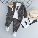 Infant Clothing Kids Plaid Suit Newborn Clothes Autumn Winter Baby Clothes Set Formal Gentleman 3Pcs Outfit for Baby Boy Clothes