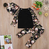 Warm Flower Hat Hooded 3Pcs Newborn Baby Girls Clothes Tops T Shirts Long Pants Pom Pom Hat Outfits