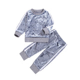 Baby Girl Clothes Toddler Kids T-shirt  Pants Outfit Sets Cute Tracksuit Long Sleeves with Gold Velvet Tops Trousers Sport Hot