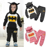 Baby Kids Boys Girls Clothes Children Cartoon Batman Costume Boy's Girl's Hoodie Top Sweatshirt Suit 2 Pcs Outfits Set Clothing