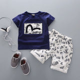 2017 Summer kids Baby Boy Clothes Outfits casual Sports Print Sets for little child Boy's Brand Design tracksuit Clothing sets