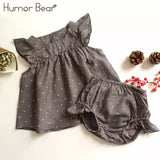 Humor Bear 2016 Fashion Summer Style  DOT Baby Girl Clothes COTTON Clothing Set Baby Clothing