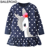 Girls SAILEROAD New Christams Deer Dot Pattern Baby Kids Girls Tees Dress Autumn Children Girl's Dresses For Child Garments Clothing
