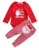 Hot 2PCS Set Newborn Toddler Baby Boys Xmas Clothes Romper Pants Santa Claus lucky child Christmas Costume Outfits Clothes 0-18M