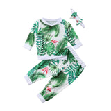 Newborn Infant Baby Girl  clothes Flamingo Tops Shirt Long Pants  headband 3Pcs Outfits Clothes set