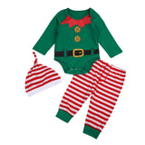Xmas Toddler Baby Boy Girl Romper Bodysuit Pant Hat Outfits Clothes 3Pcs Baby boy girl christmas xmas clothes set baby boy girl