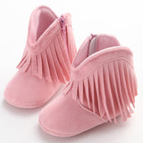 NEW Moccasin Moccs Newborn Baby Girl Boy Kids Prewalker Solid Fringe Shoes Infant Toddler Soft Soled Anti-slip Boots Booties 0-1Yea