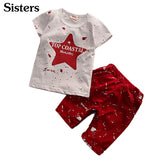 2018 Summer Baby Boys Clothes Kids Short Sleeve Clothing Set Print Star Toddler Boy's T-Shirts+ Shorts Hot Girl's Tops and Pants