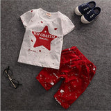 2018 Summer Baby Boys Clothes Kids Short Sleeve Clothing Set Print Star Toddler Boy's T-Shirts+ Shorts Hot Girl's Tops and Pants