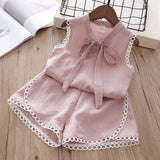 Humor Bear Baby Girl Clothes 2019 Hot Summer New Girls' Clothing Sets Kids Bay clothes Toddler Chiffon bowknot coat+Pants 1-4Y