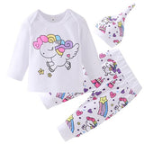 Baby Girl Clothes Sets Newborn Infant Fashion Rainbow Cartoon Pegasus Star Heart Castle 4pcs Hat+Headband+Long Sleeve+Tops+Pants