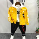 3pieces set autumn children's leisure clothing sets kids baby boy suit Boy's Denim jacket + hoodie + jeans boys clothes 2-6Year