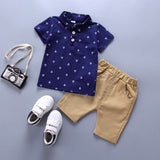 Children's Clothing Boy Shirt Anchor Printing Boy's Suit Short Sleeve Spring Summer Children's Clothing