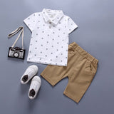 Children's Clothing Boy Shirt Anchor Printing Boy's Suit Short Sleeve Spring Summer Children's Clothing