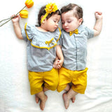 Sister Brother Summer Clothes Baby Girl Boy Short Sleeve T-Shirt Tops+Solid Shorts Siblings Matching Infant Twins Casual Outfits